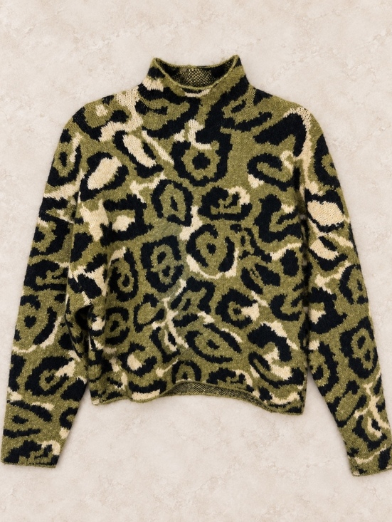 Zara Sweaters - Zara Leopard Print Turtleneck Sweater Medium Animal Print Green